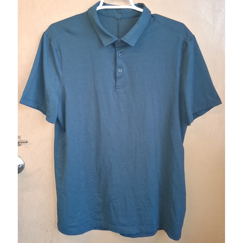 Lululemon Men's Navy Blue Polo Large Cut Tag Athleisure Golf EUC